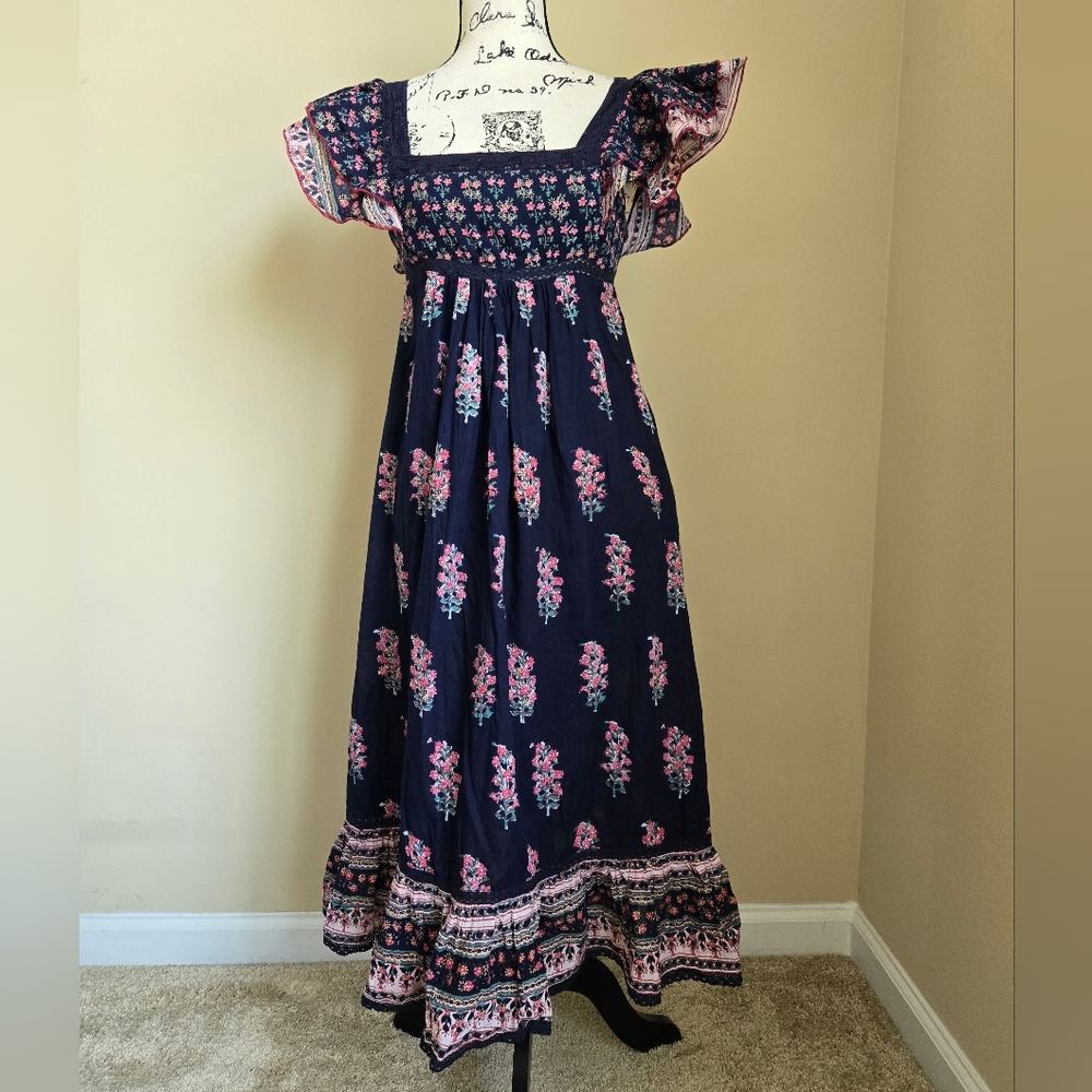 Mabe Flutter Sleeve Dress Womens S Tiered Cotton